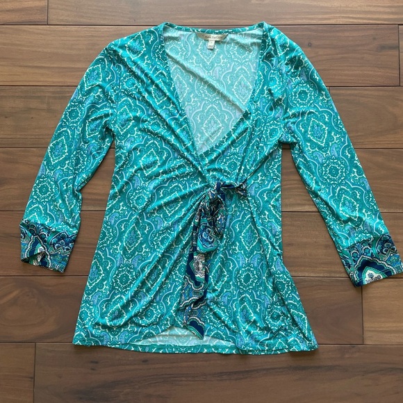 41 Hawthorn Zoolia Venetian Faux Wrap Knit Top Size S - Picture 1 of 7